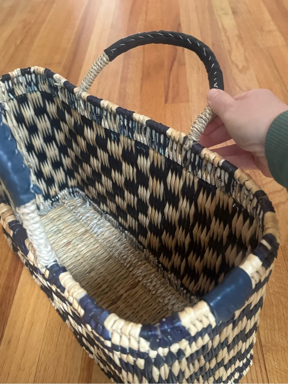 Always by The Sea Woven Navy and Natural Straw Tote